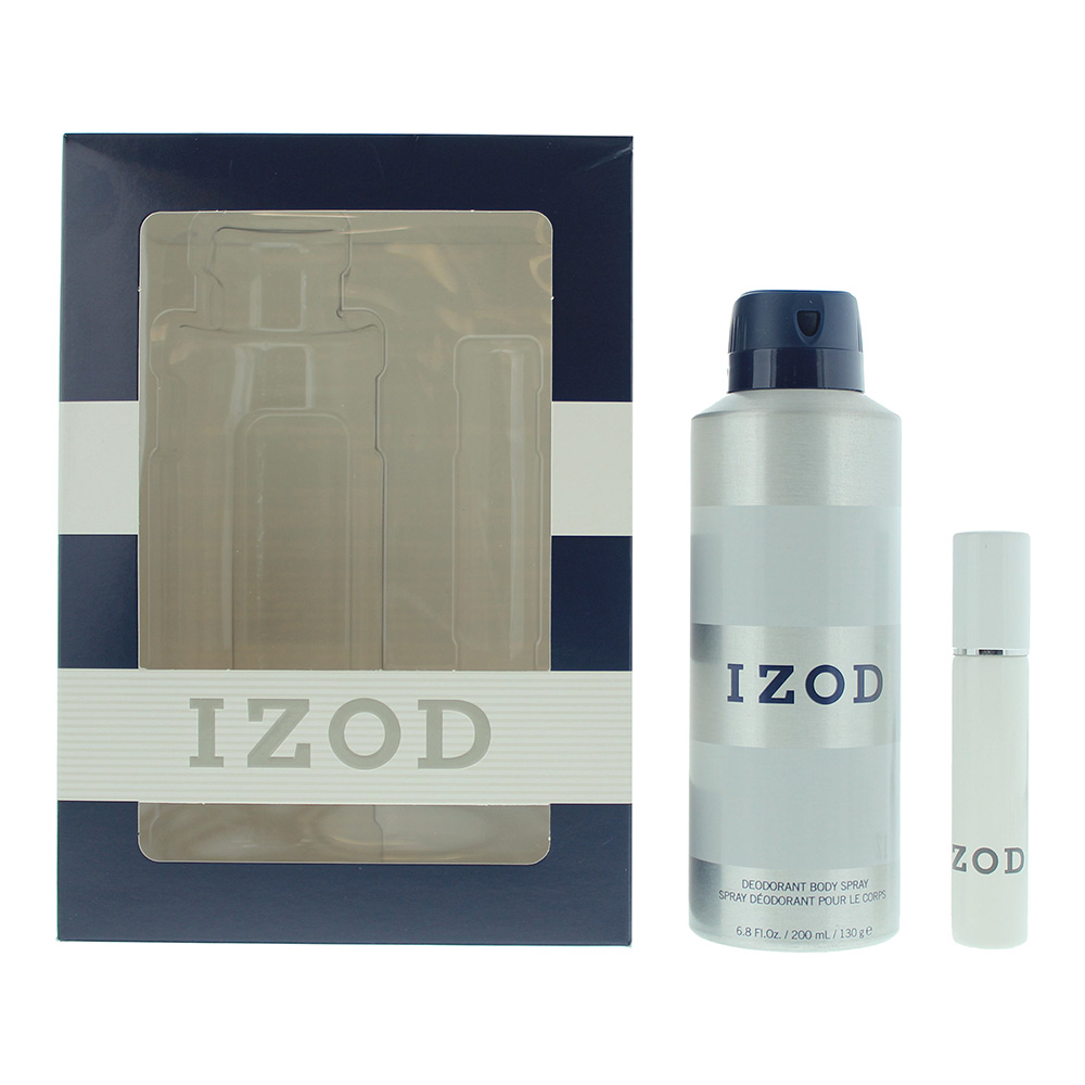 Izod White 2 Piece Gift Set: Eau De Toilette 15ml - Body Spray