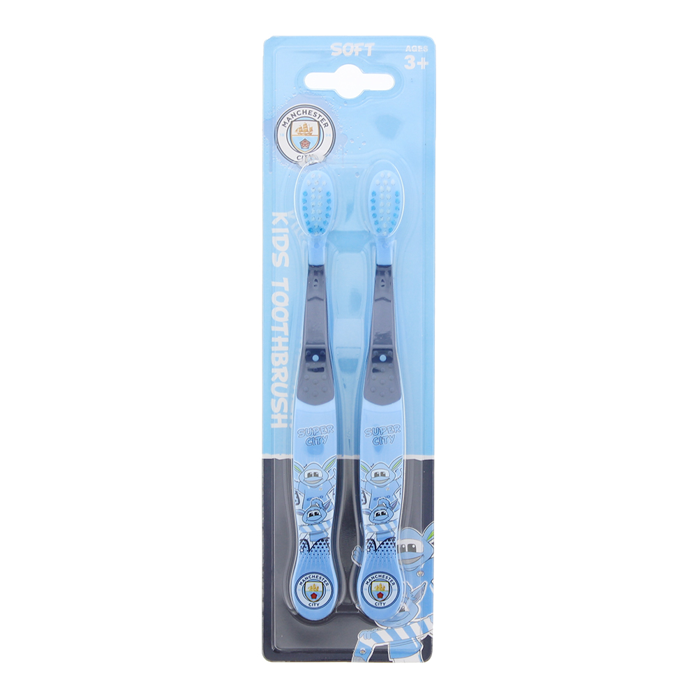 Epl Manchester City Toothbrush Soft 2Pcs Size 2 Kids