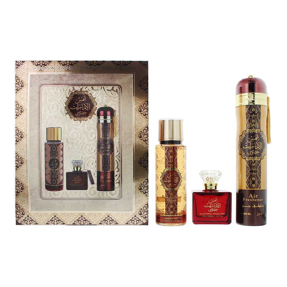 Ard Al Zaafaran Shams Al Emarat Khususi 3 Piece Gift Set: Eau De Parfum 100ml - P