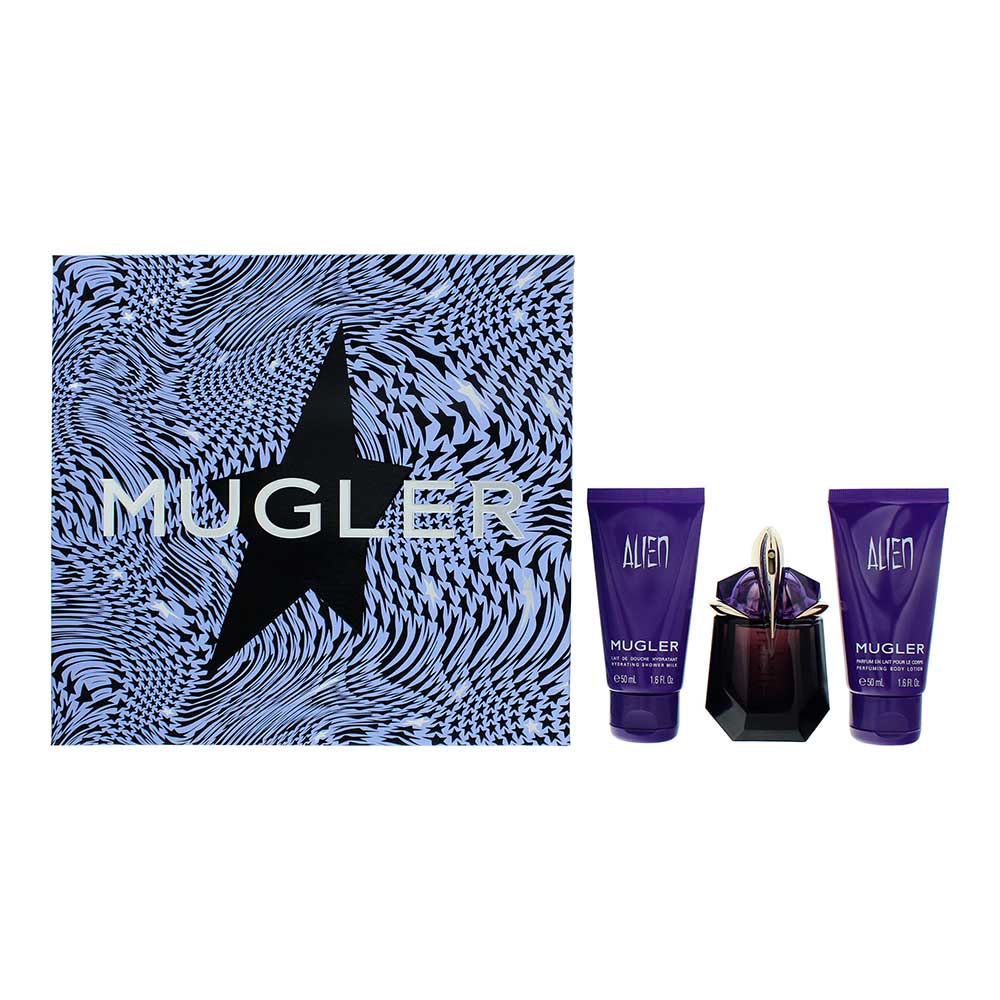 Mugler Alien 3 Piece Gift Set: Eau De Parfum 30ml - Body Lotion 50ml - Shower Ge