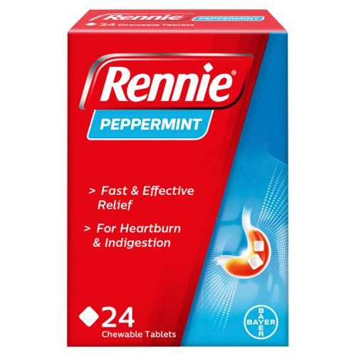Rennie Peppermint Flavoured Tablets Size 24