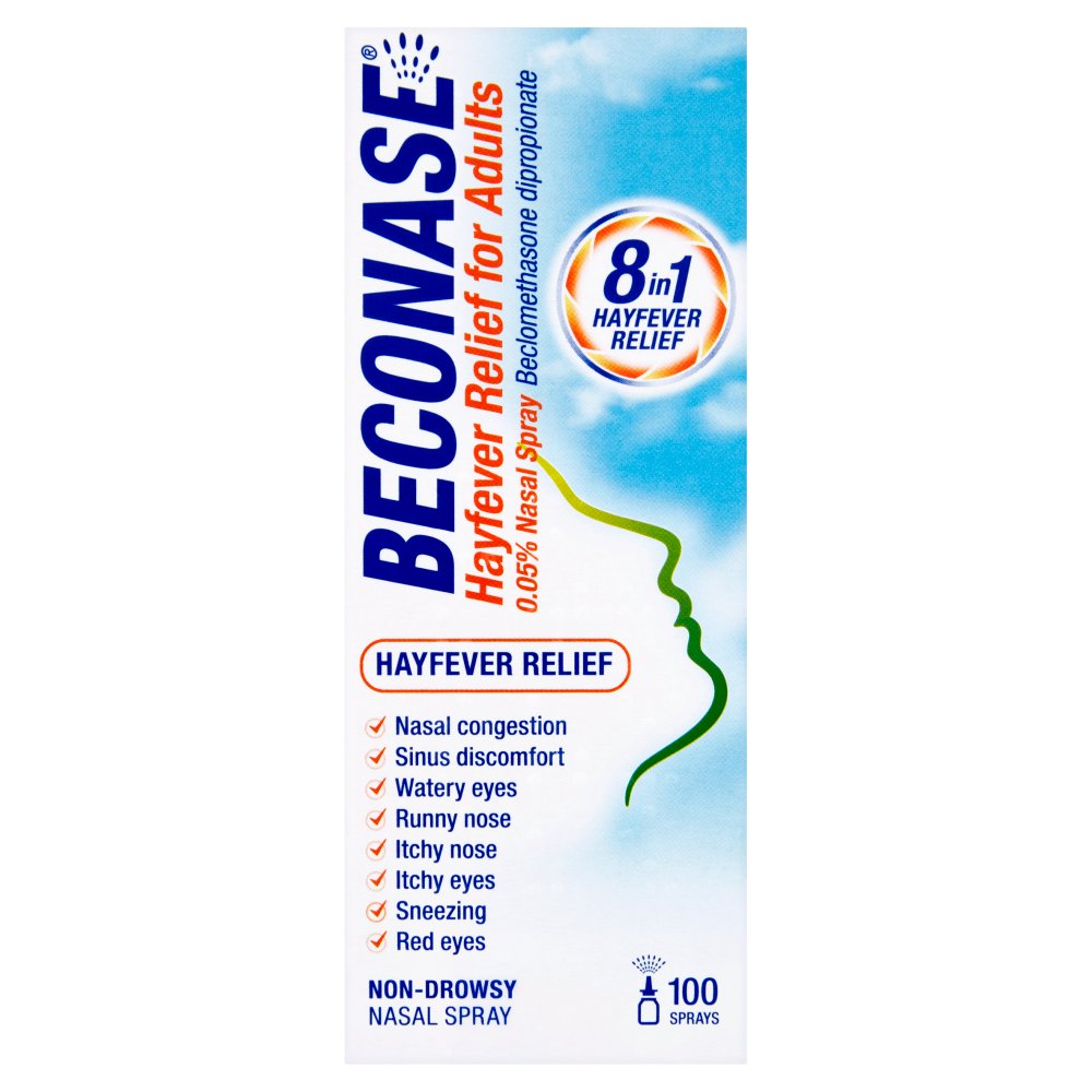 Beconase Hayfever Relief For Adults 0.05% Nasal Spray 100 Dose Red 8In