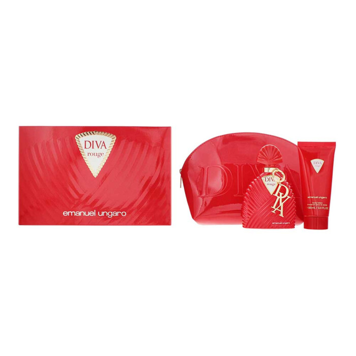 Emanuel Ungaro Diva Rouge 3 Piece Gift Set: Eau De Parfum 100ml - Body Lotion 10