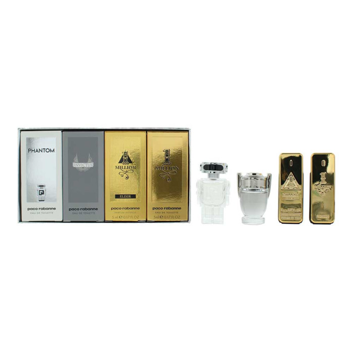 Paco Rabanne 4 Piece Gift Set: 1 Million Elixir Parfum 5ml - Phantom Eau De Toil