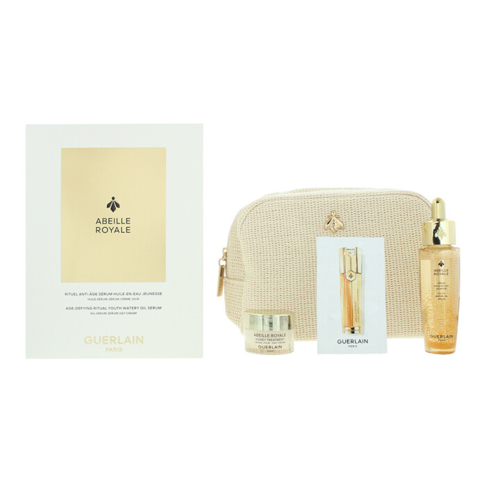 Guerlain Abeille Royale 3 Piece Gift Set: Day Cream 7ml - Oil In Water Serum 30m- Pouch