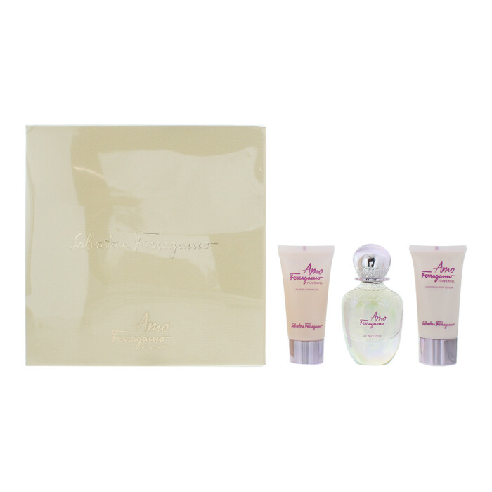 Salvatore Ferragamo Amo Flowerful 3 Piece Gift Set: Eau De Toilette 50ml - Body