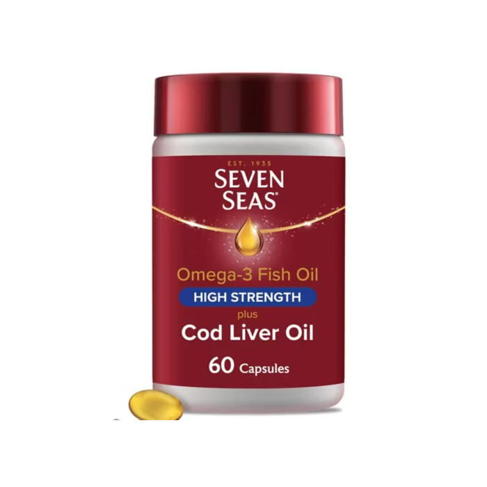 Seven Seas Omega-3 Fish Oil High Strength Plus Cod Liver Oil & Vitamin D, 60 Capsules, 2 Months Supply