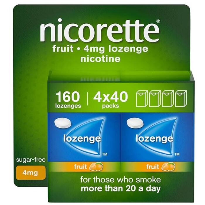 Nicorette Fruit 4mg Lozenge, 160 Lozenges (4 x 40 Packs)