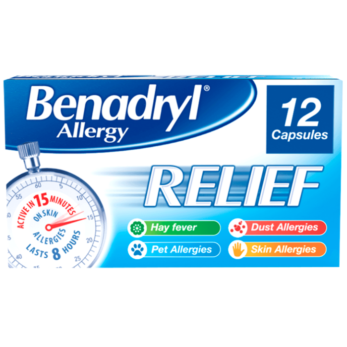 Benadryl Allergy Relief Capsules 12 Caps