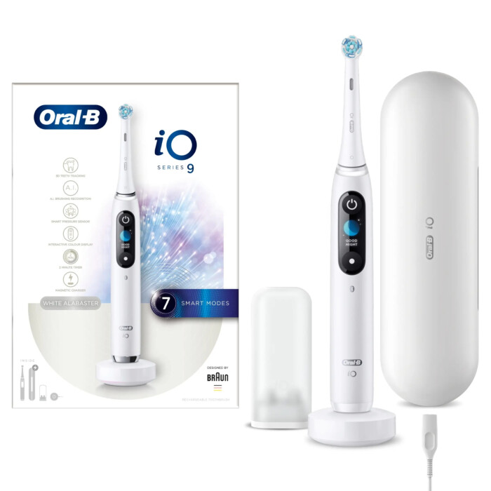 ORAL-B iO 9 Electric Toothbrush & Charging Travel Case - White Alabaster