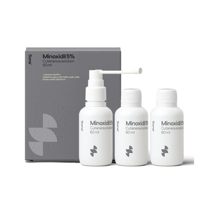 Sons Hair Regrowth Minoxidil 5% for Male Pattern Hair loss, 3-Month