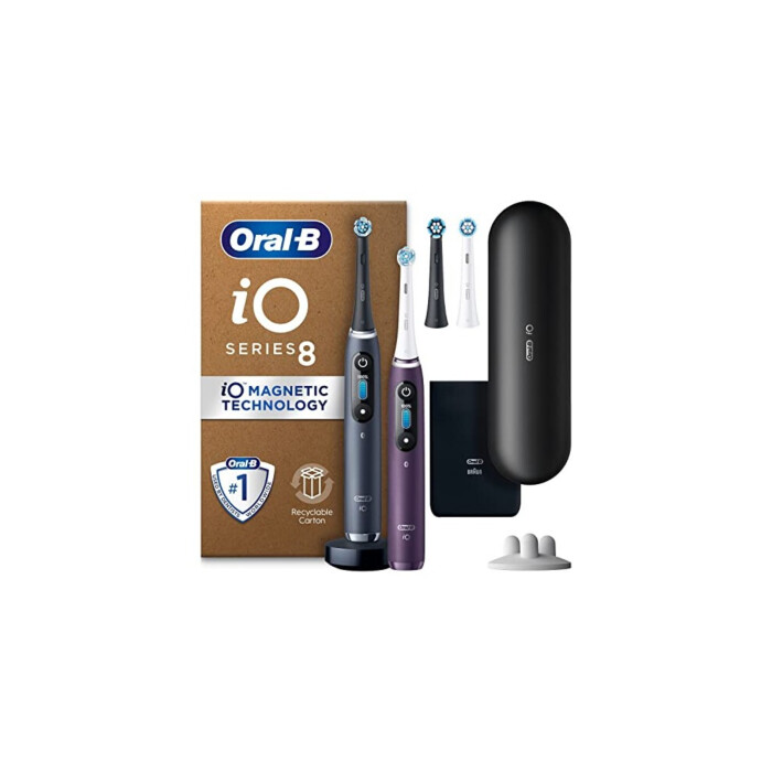 Oral-B iO8 Black & Violet Electric Toothbrush Duo Pack