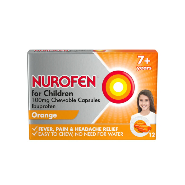 Nurofen for Children 100mg Chewable Capsules – Orange 7+ Years