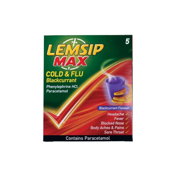 Lemsip Max Cold+Flu Sachets Blackcurrant- 5
