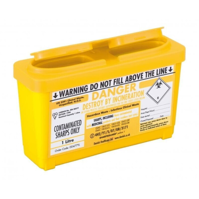 Sharpsguard Bin 1 litre - Yellow
