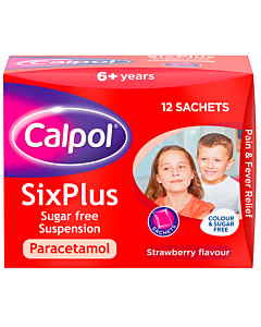 Calpol 6 PLUS sugar-free sachets 250mg/5ml x 12