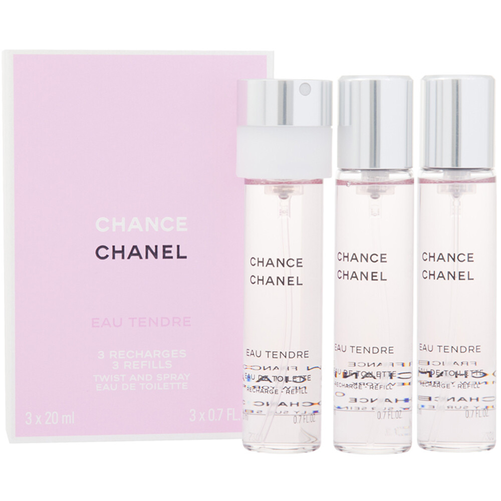 CHANEL CHANCE EAU TENDRE Twist & Spray EDT Set 3 X 0.7 Oz NEW SEALED