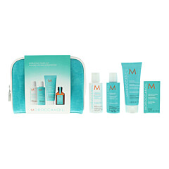 Moroccanoil 5 Piece Gift Set: Hair Oil Treatment 25ml - Hydrating Shampoo 70ml - Hydrating Conditioner 70ml - Intense Hydrating Mask 75ml - Pouch