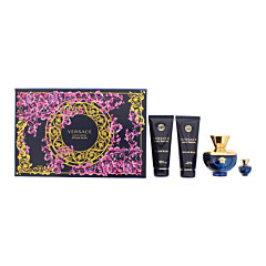 Versace Dylan Blue Pour Femme 4 Piece Gift Set: Eau De Parfum 100ml - Shower Gel 100ml - Body Lotion 100ml - Eau De Parfum 5ml