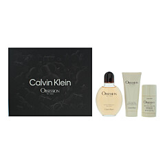 Calvin Klein Obsession For Men 3 Piece Gift Set: Eau De Toilette 125ml - Aftershave Balm 75ml - Deodorant Stick 75g