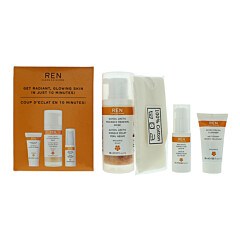 Ren Radiance 4 Piece Gift Set: Glycol Lactic Mask 50ml - Micro Polish Cleanser 30ml -radiance Serum 15ml - Resurfacing Aha 2ml