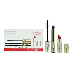 Clarins Glam Squad 2 Piece Gift Set: Supra Volume Mascara 8ml - Mini Joli Rouge 742 Lipstick 1.5g