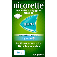 Nicorette Icy White Sugar Free 2mg Gum 105