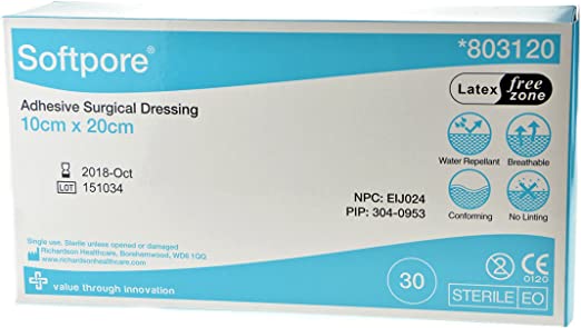 Softpore 803120 Dressing X 20Cm Pack Of 30 10Cm